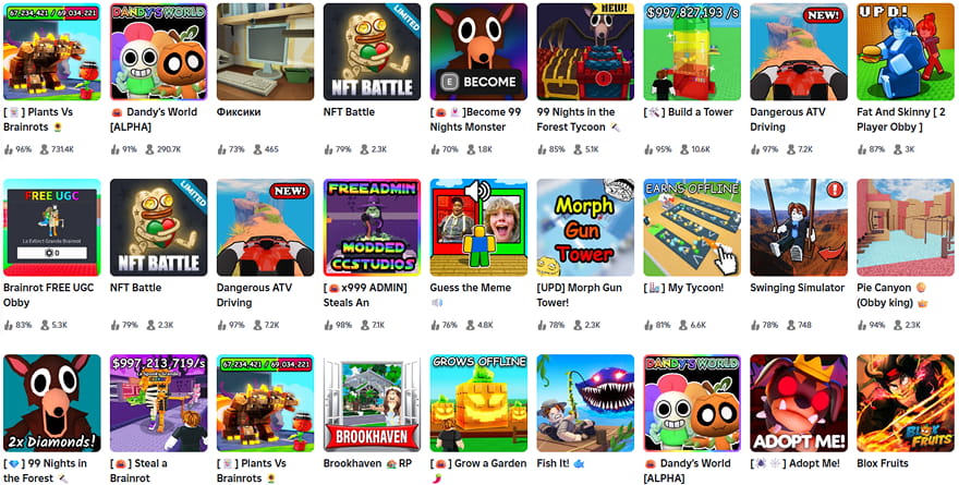 Каталог ігор на платформі Roblox